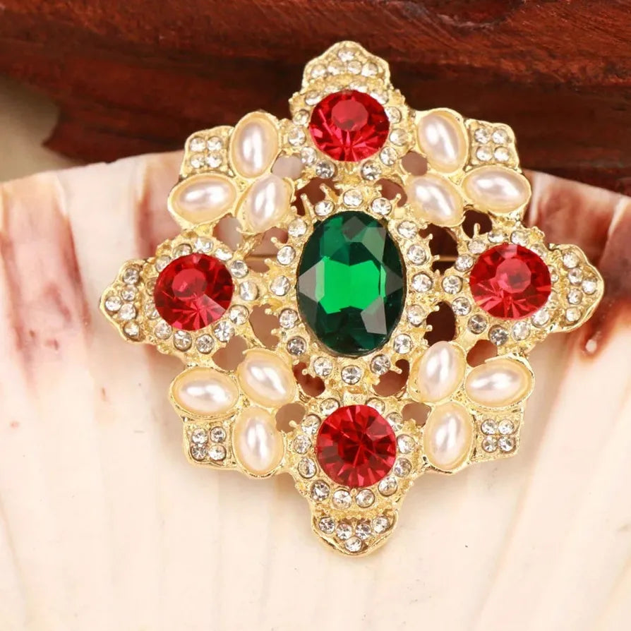 Vintage Openwork Floral Cross Brooch for Women Classic Style Accessory