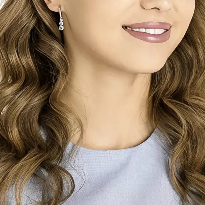 Elegant Silver Cubic Zirconia Geometric Drop Earrings for Women Engagement Jewelry Gifts