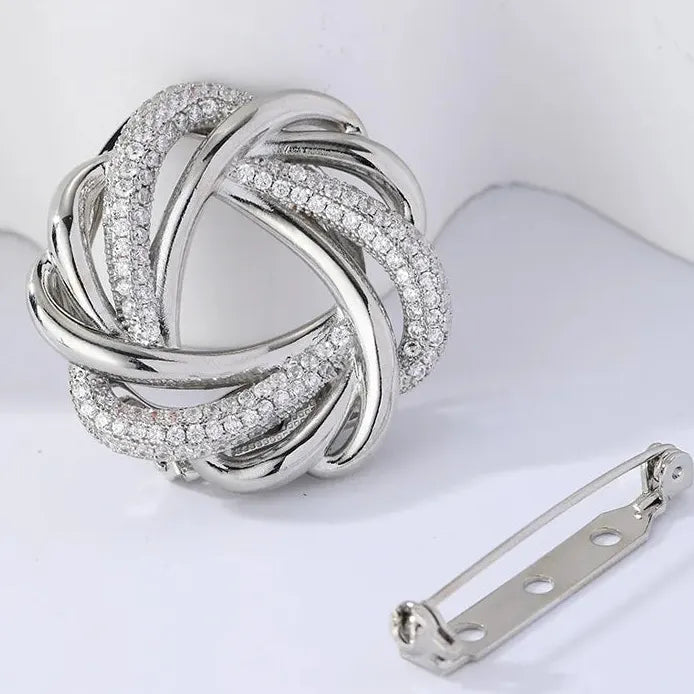 Floral Silk Scarf Pin Brooch for Women Elegant Jewelry Gift