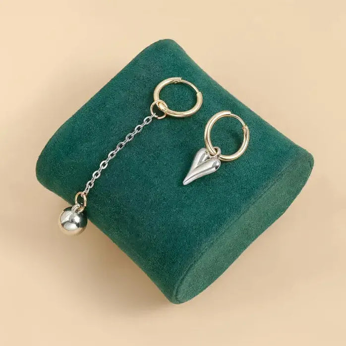 Asymmetry Heart-Shaped Pendant Earrings for Women Men Vintage Jewelry
