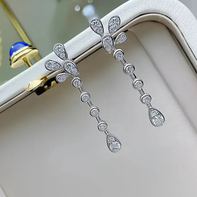 Women's Geometric Cubic Zirconia Drop Earrings for Wedding & Party