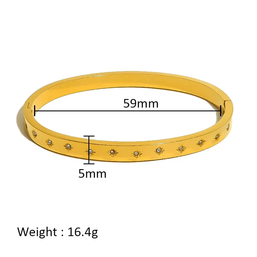 Waterproof Stainless Steel Multicolor Crystal Zirconia CZ Bangle Bracelet Women
