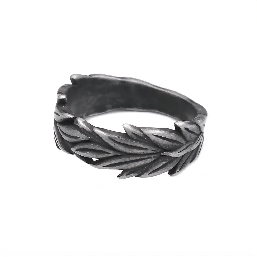 Vintage 316L Stainless Steel Black Ears of Wheat Ring Unisex Neo-Gothic Punk Jewelry Gift