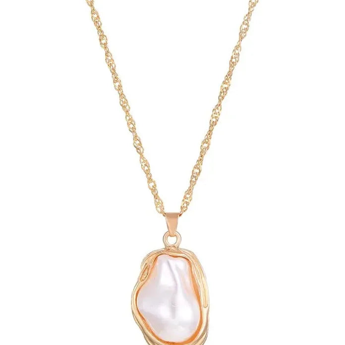 Vintage Gold Imitation Pearl Pendant Adjustable Metal Necklace Jewelry Set for Women