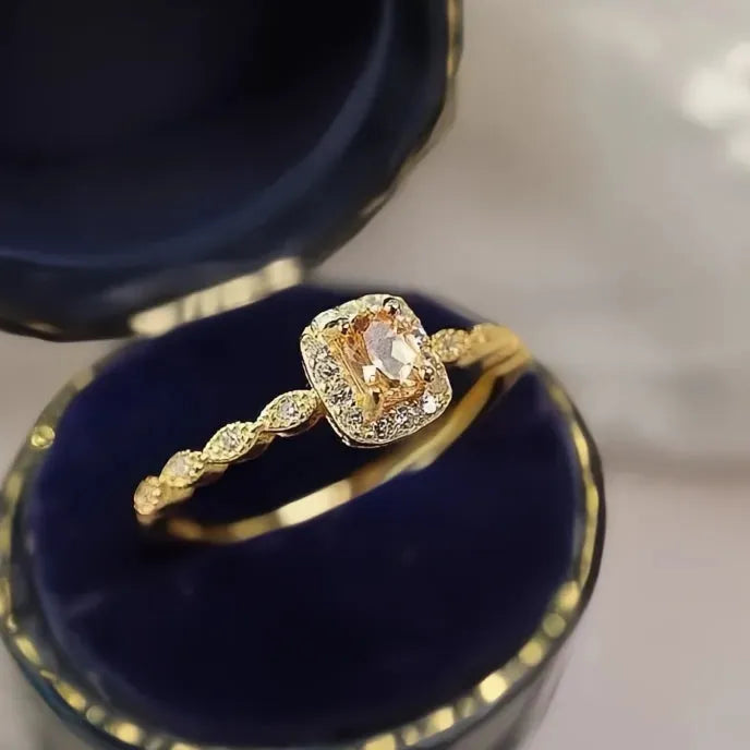 Unique Orange Cubic Zirconia Wedding Rings for Women, Silver & Gold Color, Elegant Fashion Jewelry 2023