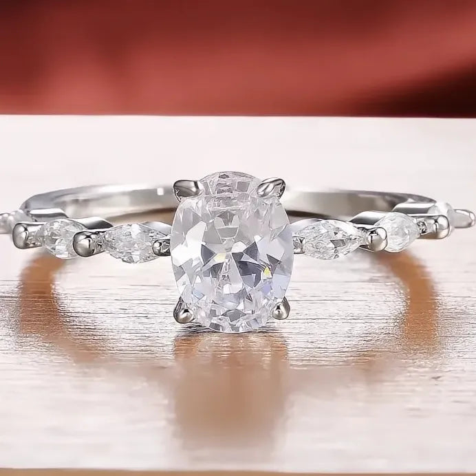 Elegant Women’s Geometric CZ Wedding Party Ring Stylish Simple Jewelry