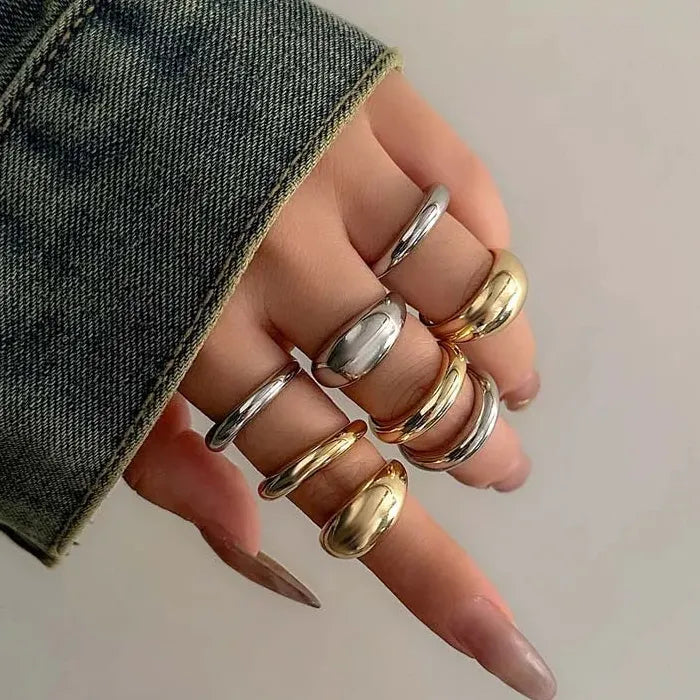 8Pcs Adjustable Vintage Gold Water Drop Mood Tracker Rings for Women Jewelry