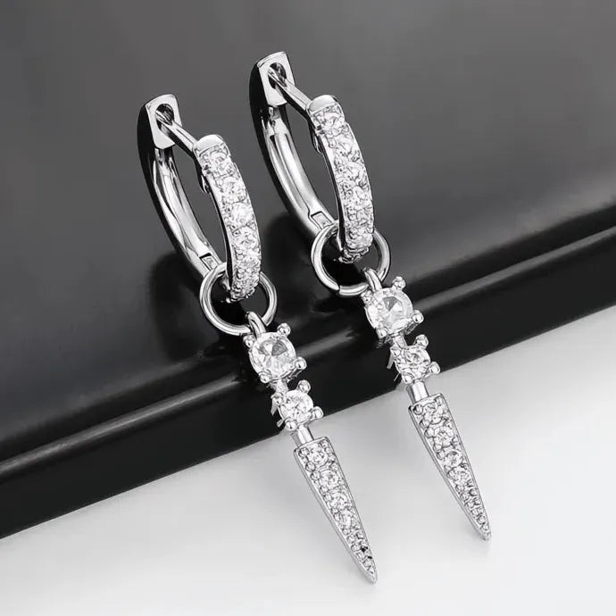 Trendy Cool Girl Copper Alloy Earrings with Sparkling Cubic Zirconia Pendant