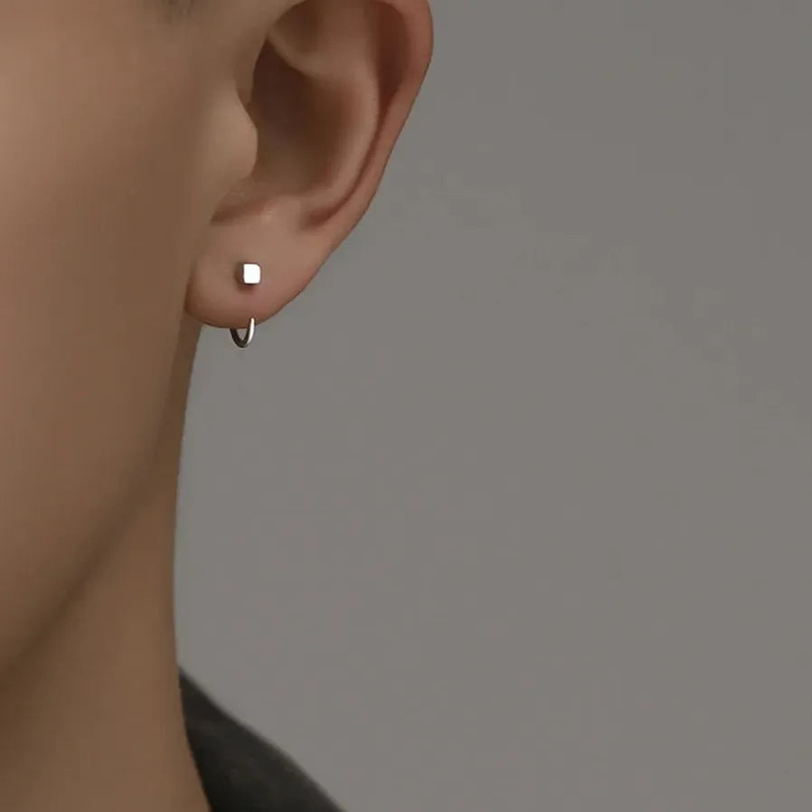 Vintage Minimalist Square Geometric Stud Earrings for Teens Women Men Punk
