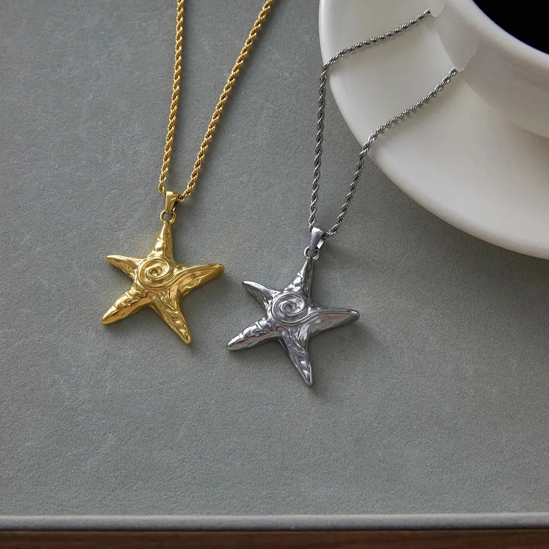 Stainless Steel Punk Lava Starfish Pendant Necklace Gothic Choker Gift Women