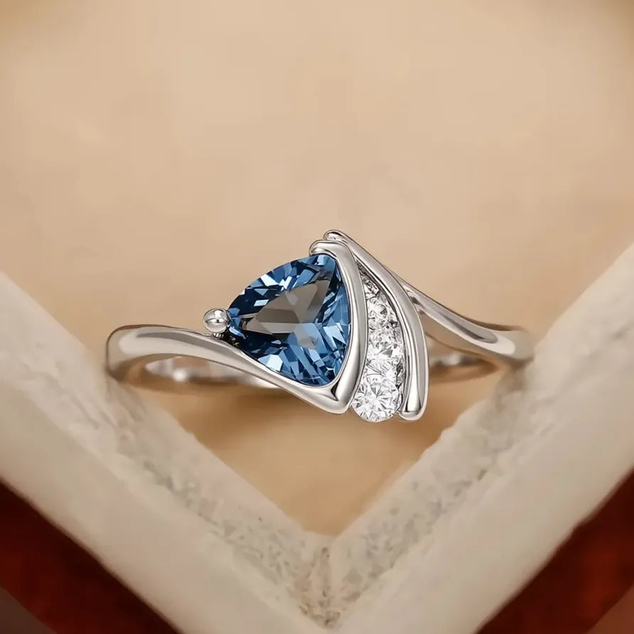 Modern Blue Cubic Zirconia Wedding Bands for Women – Elegant Collection