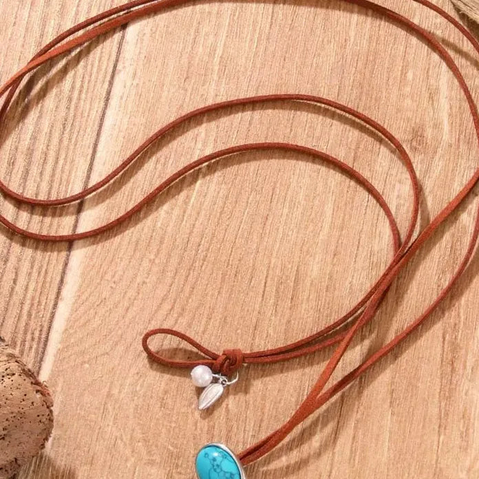 Bohemian Vintage Acrylic Geometric Pendant Necklace Women Ethnic Jewelry