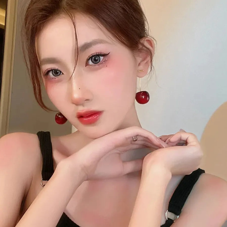 Cute Cherry Fruit Drop Earrings for Women Kpop Jewelry Nature-Inspired Charm