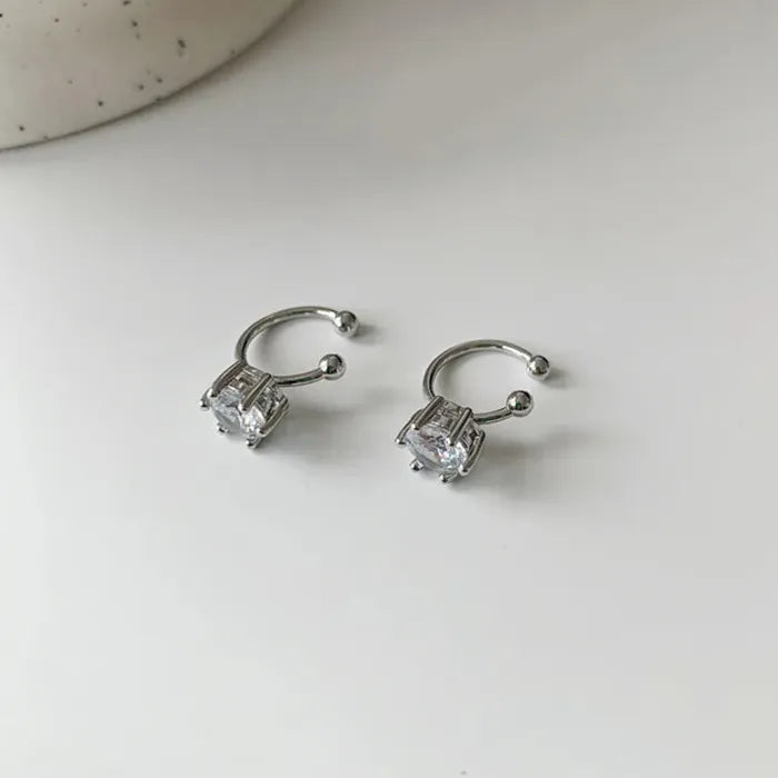 2026 Zircon Geometric Clip Earrings for Women Zinc Alloy No Piercing