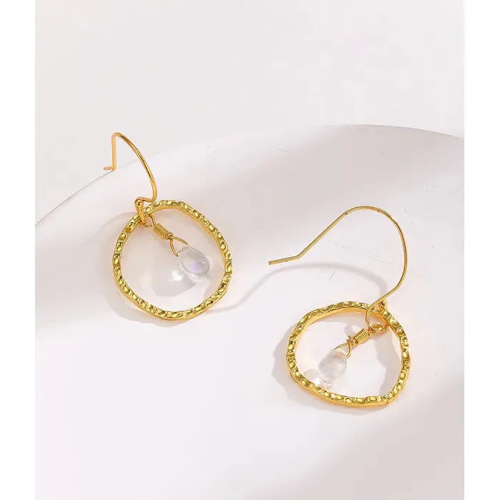 Irregular Circular Geometric Crystal Pendant Drop Earrings for Women Gold Party Jewelry