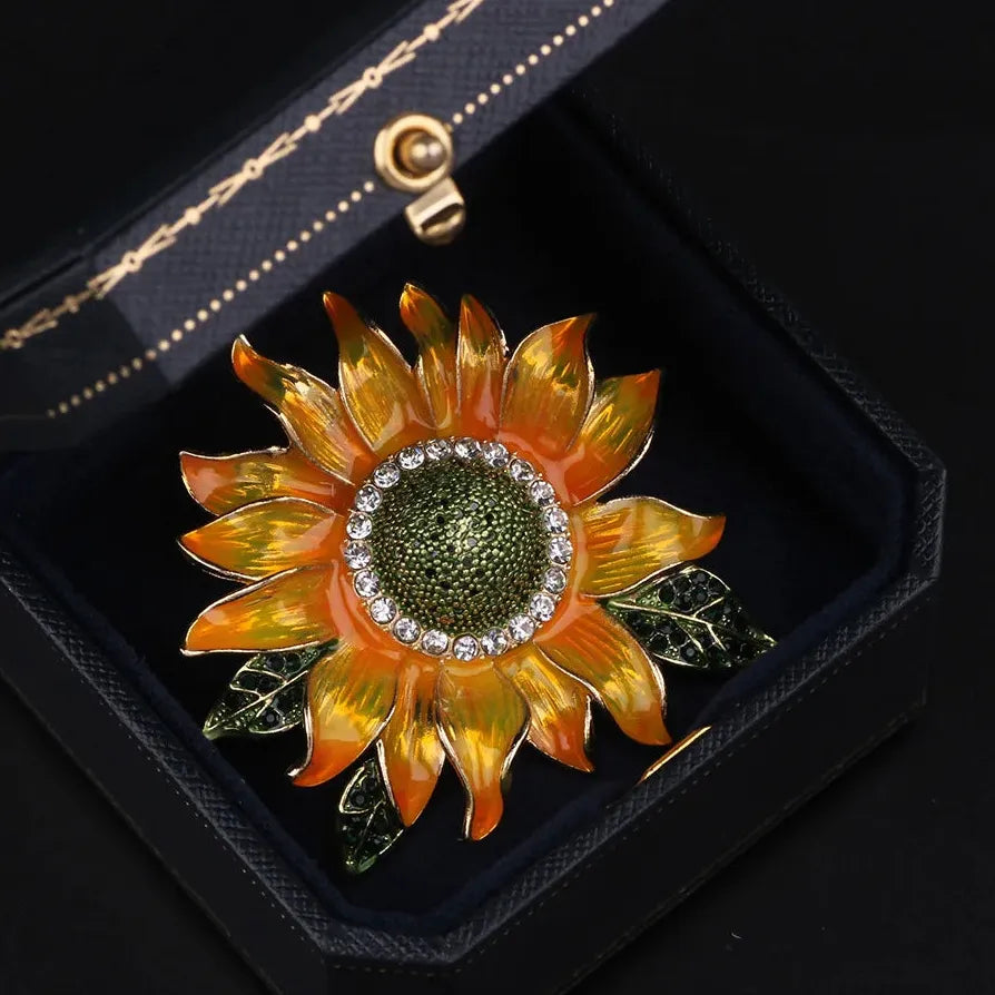 Classic Sunflower Brooch Wedding Gift for Men & Women Elegant Style