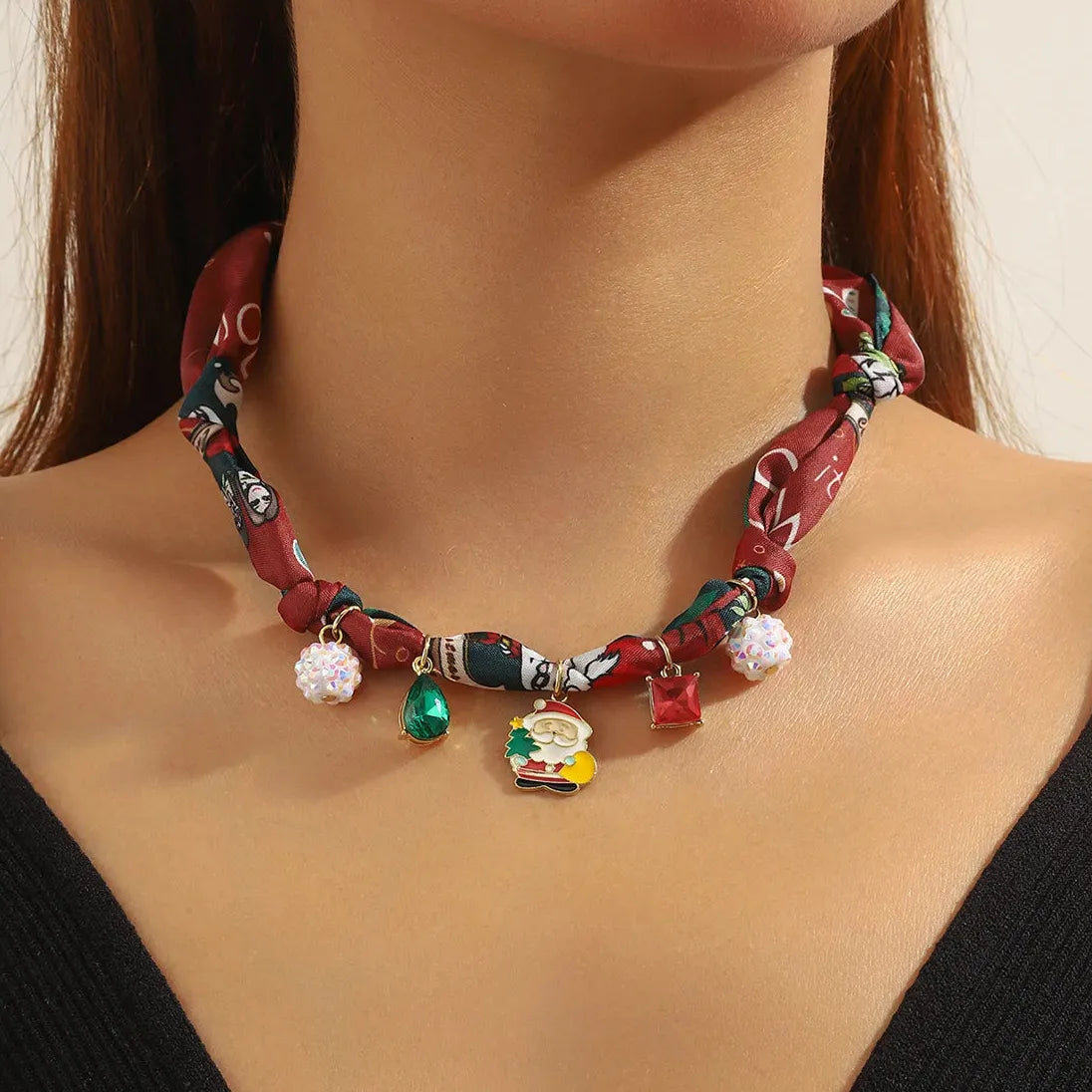 Copper Alloy Multicolored Knot Scarf Necklace Featuring Crystal Daisy Bowknot Heart Star Charms Choker for Women Autumn