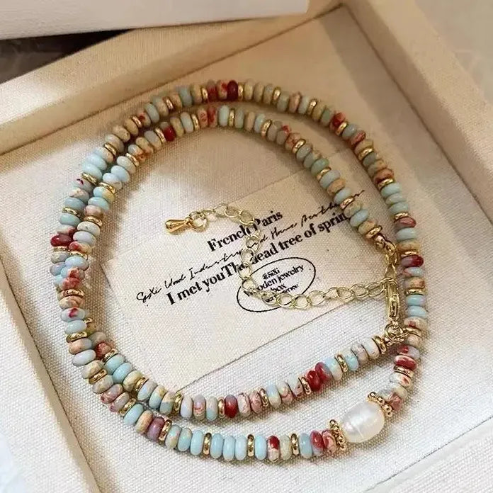 2026 Natural Stone Freshwater Pearl Circle Pendant Necklace Vintage Jewelry Gift