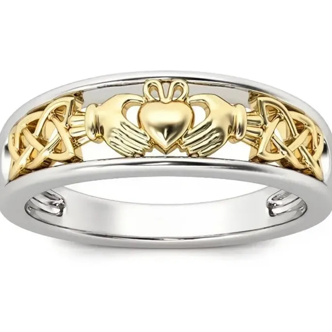 Two-Tone Brass Geometric Rings for Women – Wedding & Party Jewelry
