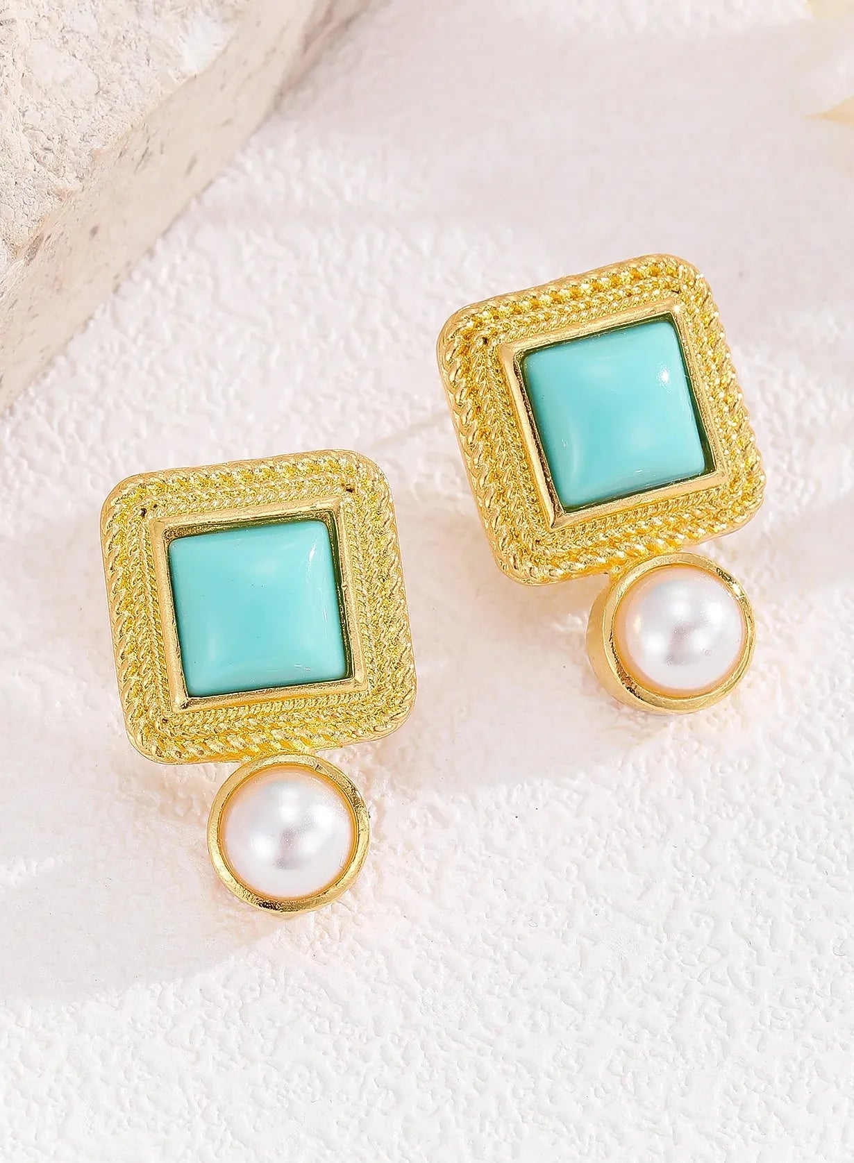 Bohemian Turquoise Pendant Earrings for Women Vintage Zinc Alloy Jewelry