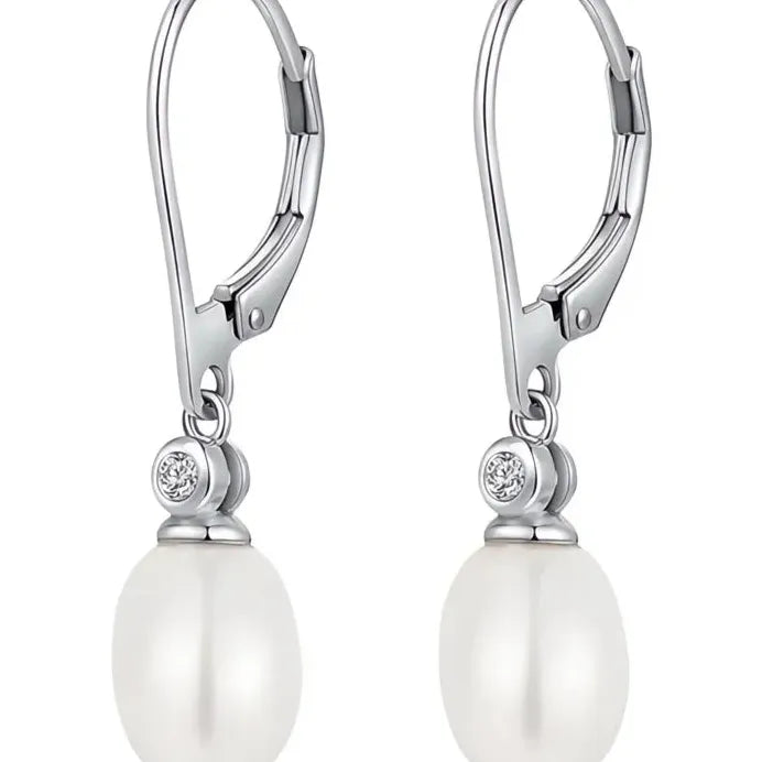 Elegant Oval Imitation Pearl Drop Earrings for Women Wedding Bridal Jewelry