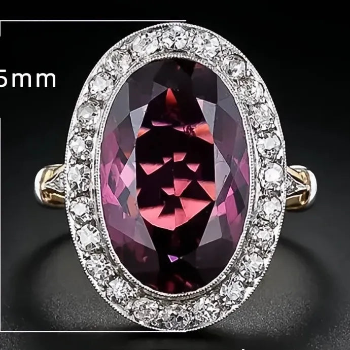Elegant Women’s Wedding Party Oval Red CZ Two-Tone Brass Ring Gift