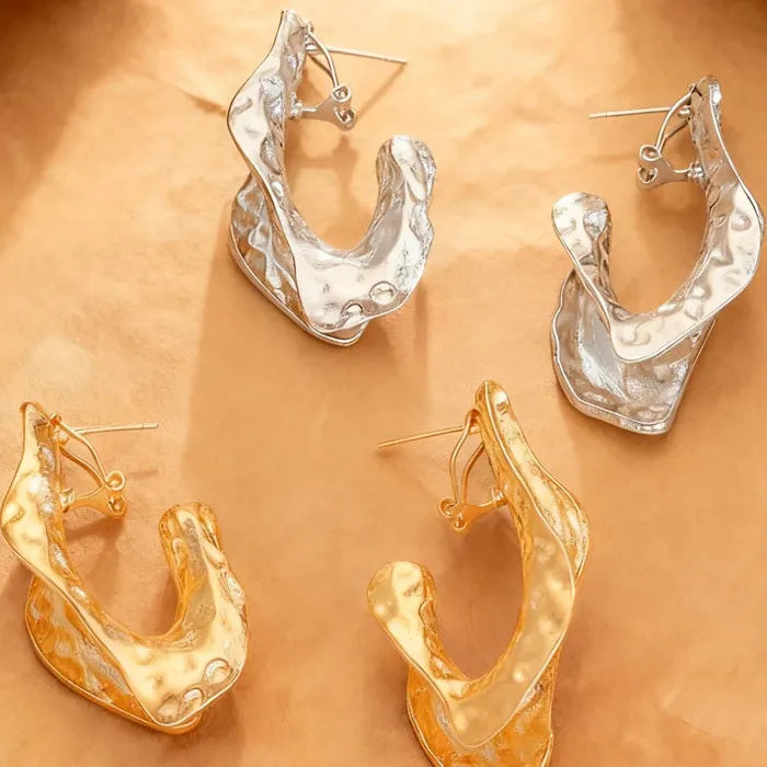 Retro Geometric Irregular Leaf Zinc Alloy Drop Earrings for Women Gift