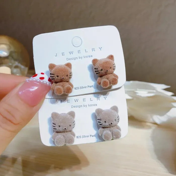 Resin Geometric Cat Stud Earrings Cute Japan Korea Cartoon Jewelry Gifts