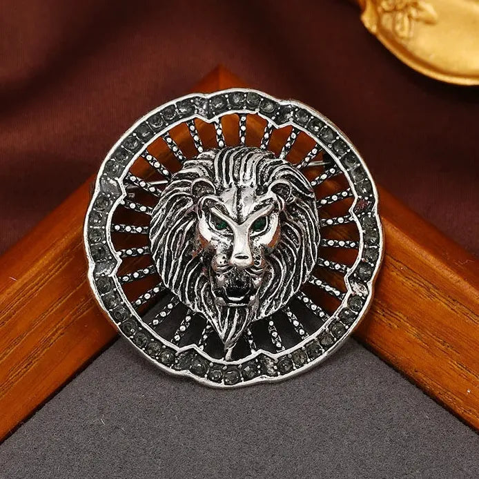 Vintage Hollow Out Lion Brooch Men's Coat Corsage Accessory Stylish Pin