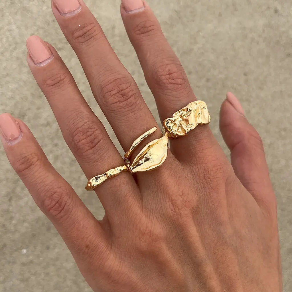 6Pcs Starfish Open Rings Punk Jewelry for Women Men Vintage Fashion Accessory