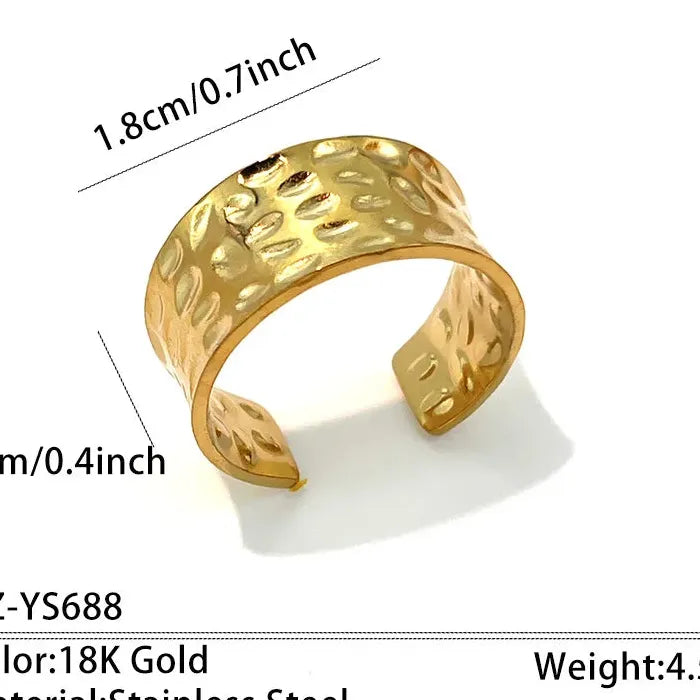 Geometric Stainless Steel Wide Band Ring Chunky No Fade for Men Women