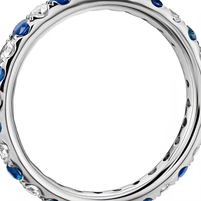 Blue Crystal Cubic Zirconia Ring for Women Stylish Brass Jewelry
