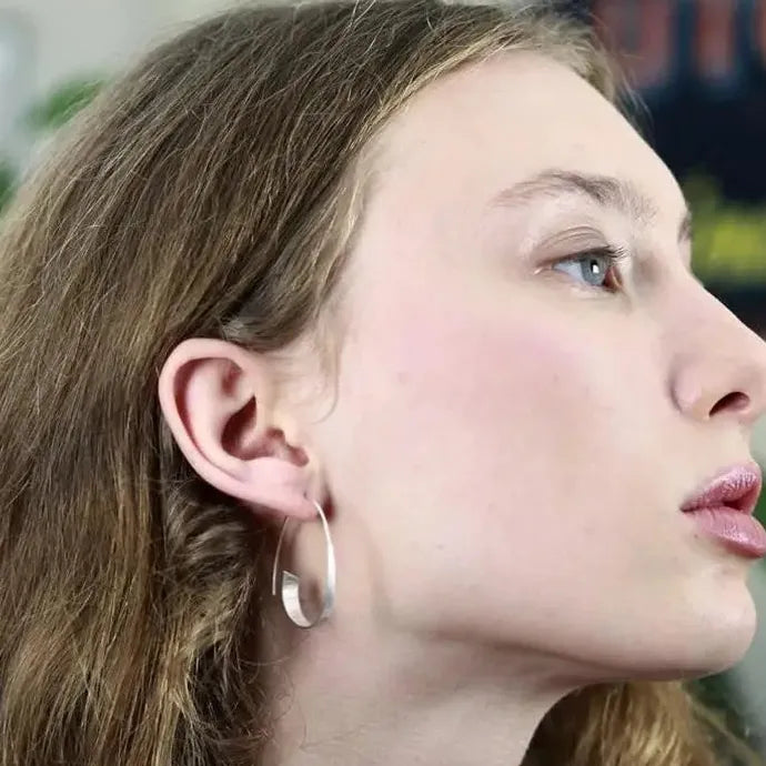 Minimalist Long Hook Spiral Hoop Earrings for Women Zinc Alloy Jewelry