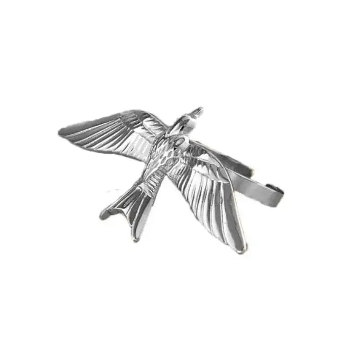 Stainless Steel Flying Bird Ring Unisex Punk Animal Jewelry for Men Women