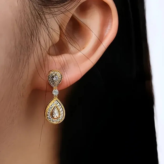 Pear Shaped Women’s Cubic Zirconia Drop Earrings Brass Alloy Geometric Jewelry