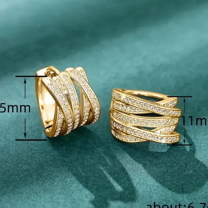 Geometric Multi-layer Hoop Earrings with Sparkling Cubic Zirconia for Women