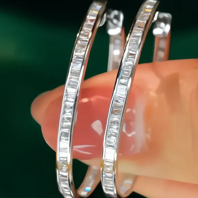 Circle Shaped Hoop Earrings with Sparkling Cubic Zirconia Jewelry