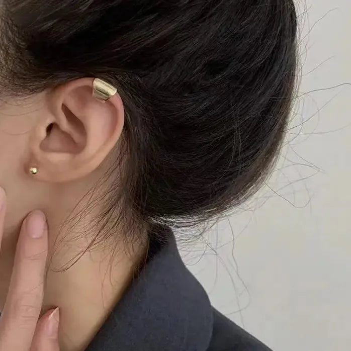 Irregular Geometric Copper Clip-On Wide Plate No-Piercing Earrings Stylish