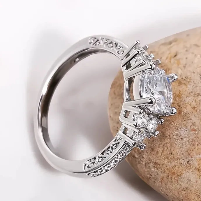 Women’s Wedding Ring Cubic Zirconia Geometric Brass Band Elegant Jewelry