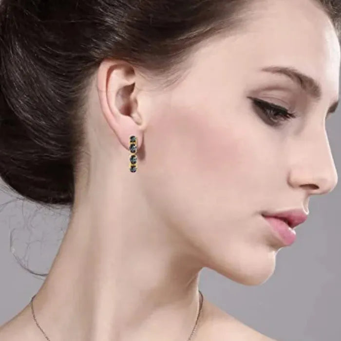 Fashion Colored Cubic Zirconia Perforated Women’s Earrings Zinc Alloy Jewelry