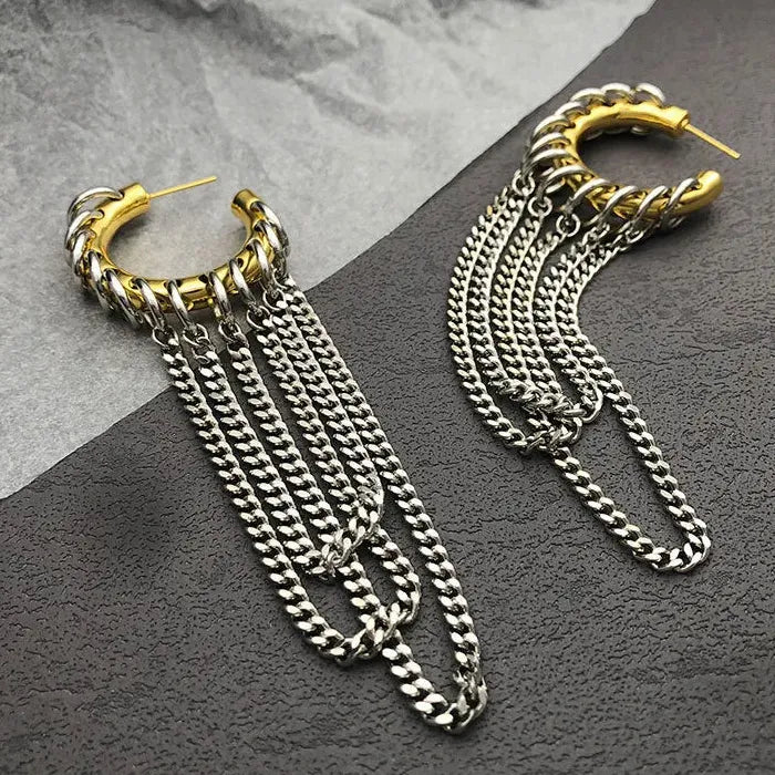 European American Long Fringe Zinc Alloy Earrings for Women Accessories
