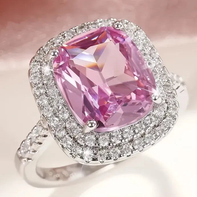 Elegant Geometric Cubic Zirconia Wedding Band Ring for Women Brass CZ Jewelry