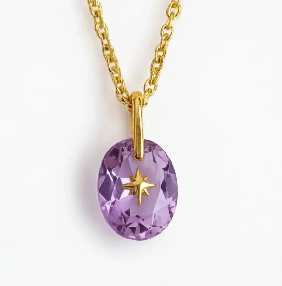 Multi-color Crystal Zircon Oval Pendant Necklace for Women Stainless Steel Jewelry