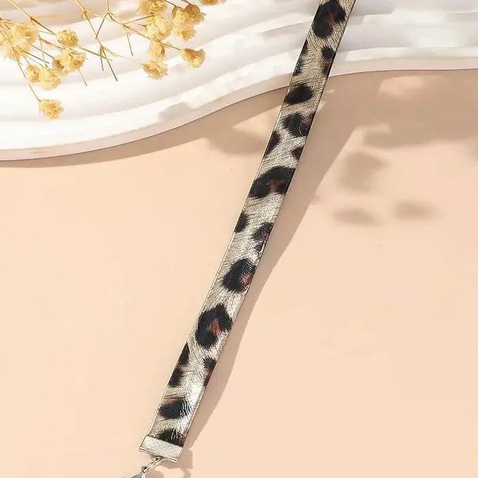 Vintage Brown Leopard Print Cotton Choker Necklace Women Fashion Jewelry Gift 2025