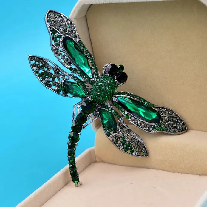 Blue Dragonfly Brooch Pin Pendant Vintage Style Rhinestone Gift