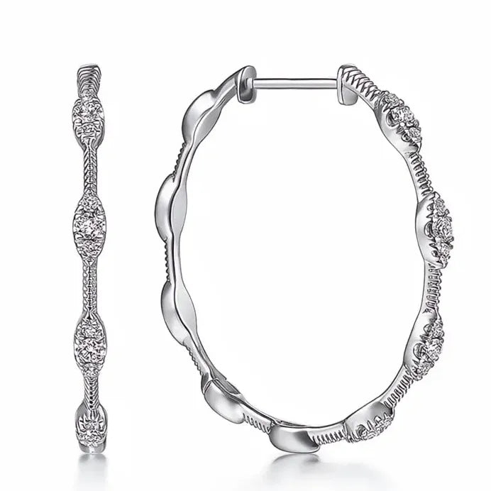 Geometric Silver Hoop Earrings with Cubic Zirconia for Women Party Wedding