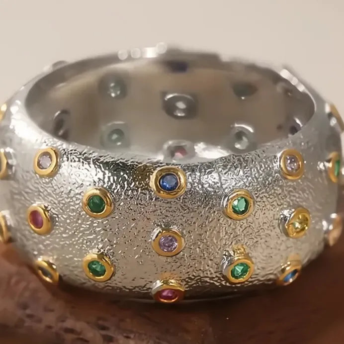 Rainbow Cubic Zirconia Ring for Women – Trendy Party & Daily Gift