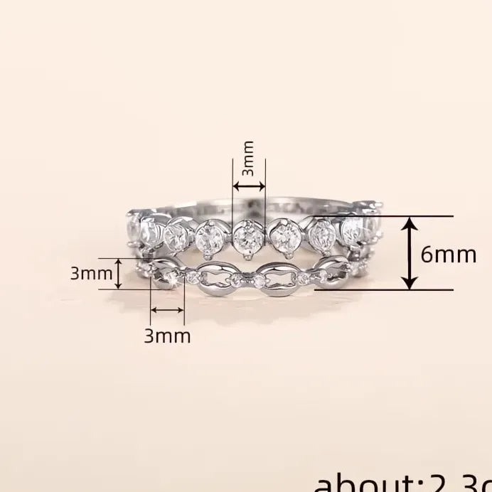 Elegant Trendy Cubic Zirconia Brass Rings Set for Women Party Jewelry