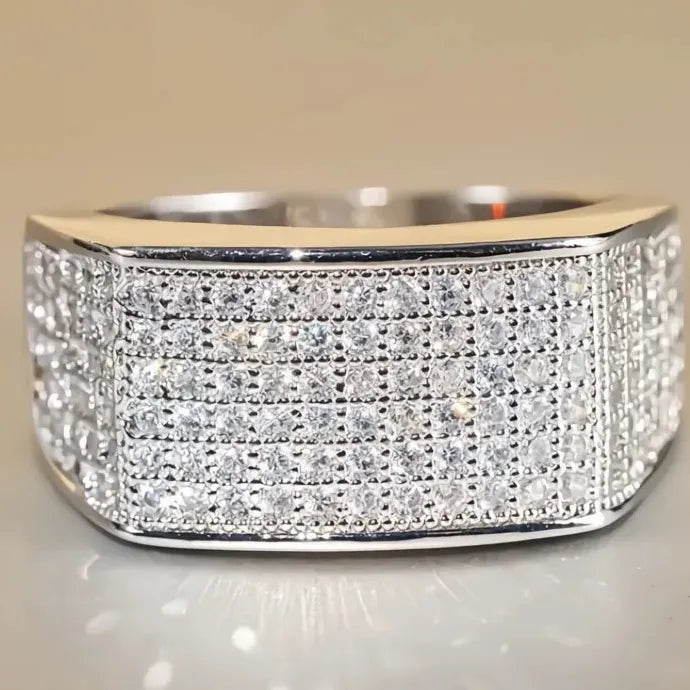 Women’s Brass Cubic Zirconia Geometric Ring for Wedding Party Jewelry