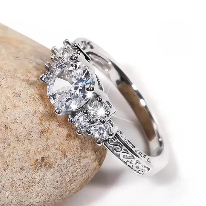 Women’s Wedding Ring Cubic Zirconia Geometric Brass Band Elegant Jewelry